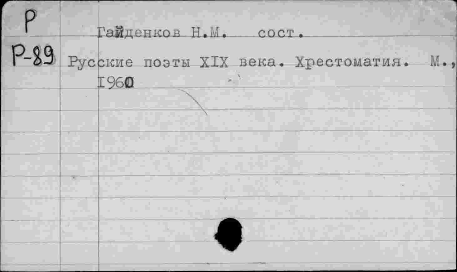 ﻿Гайденкол—_______сост -------------
Русские поэты XIX века. Хрестоматия. М.
1960